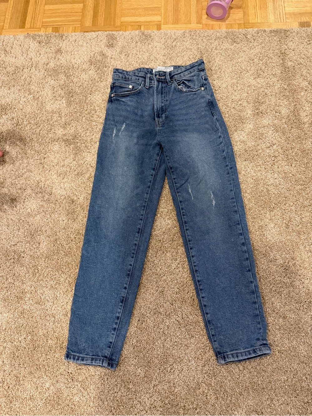 stradivarius High-Rise Indigo Straight Jeans